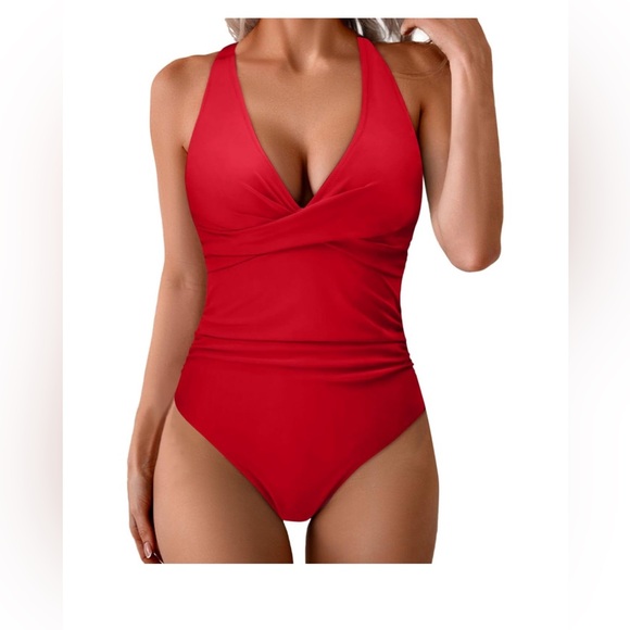 Other - One Piece Swimsuit Women Tummy Control Modest Bathing Suit Sexy Push Up V Neck